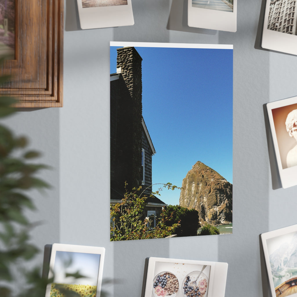 Coastal Cottage Photo Print — Haystack Rock Ocean Landscape Unframed