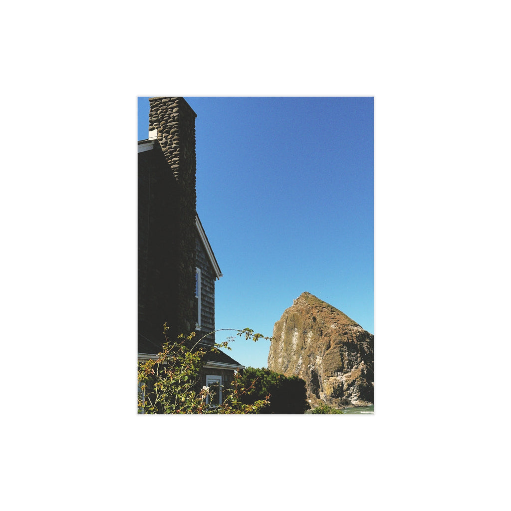 Coastal Cottage Photo Print — Haystack Rock Ocean Landscape Unframed