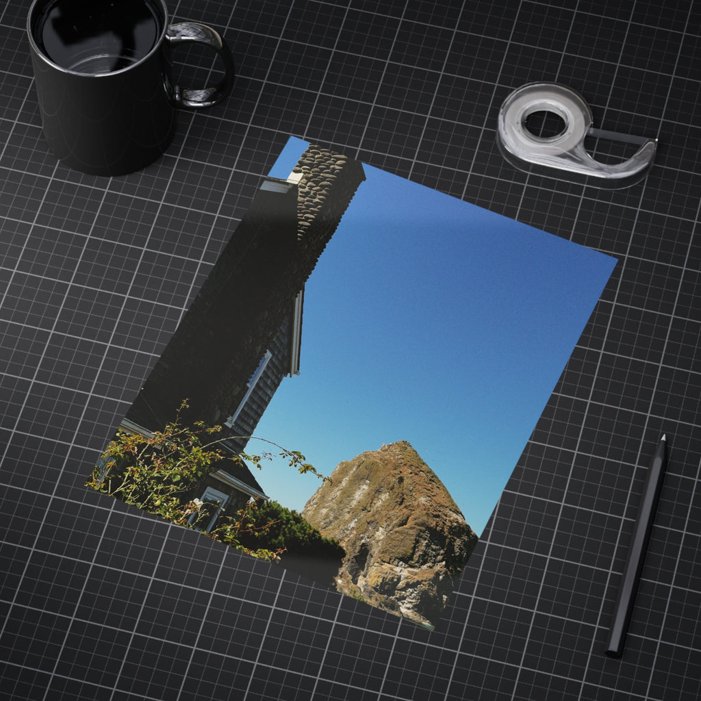 Coastal Cottage Photo Print — Haystack Rock Ocean Landscape Unframed