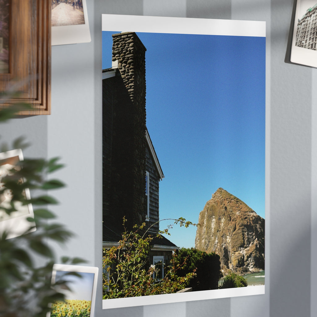 Coastal Cottage Photo Print — Haystack Rock Ocean Landscape Unframed