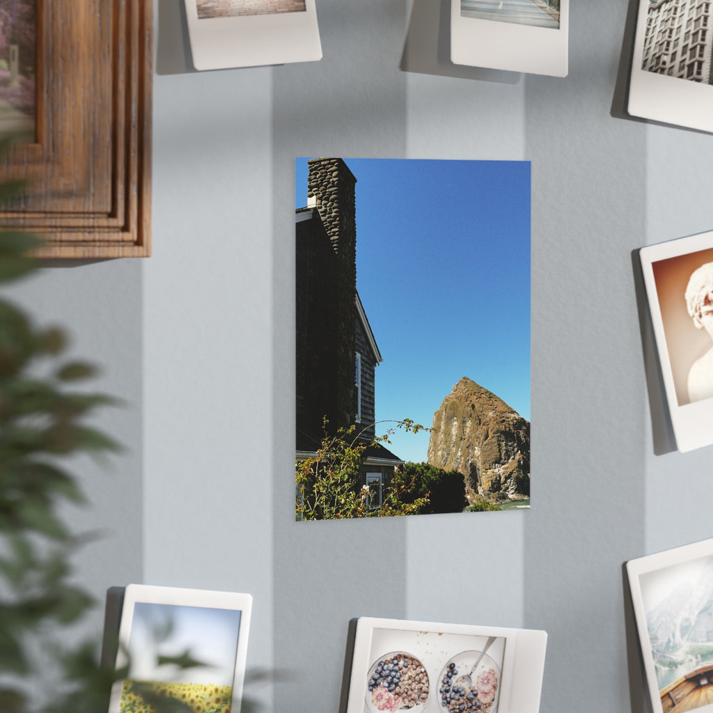 Coastal Cottage Photo Print — Haystack Rock Ocean Landscape Unframed